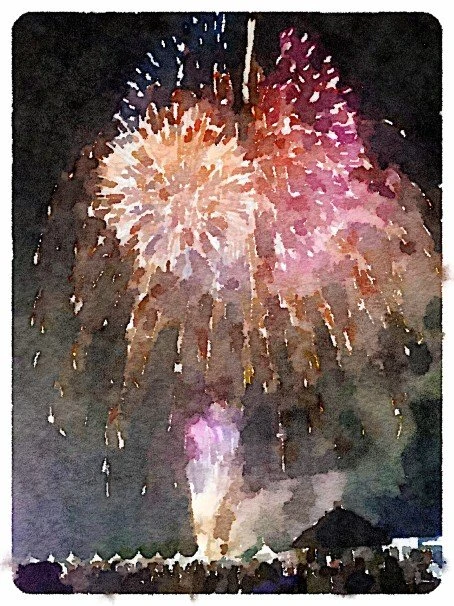 「Waterlogue」を使った花火の写真