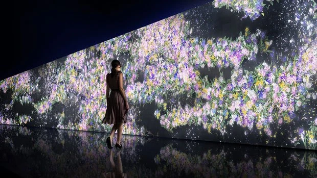 「Infinity of Flowers」チームラボ, 2014, インタラクティブデジタルインスタレーション, 音楽: 高橋英明
