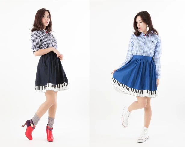 渚カヲル／碇シンジモデルのギンガムチャックシャツ＋ピアノスカート　（C）カラー