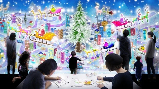チームラボの最新作、クリスマスの街をお絵描きで再現