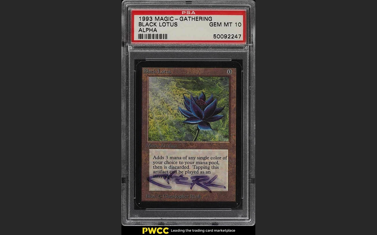 1993 Magic The Gathering MTG Alpha Black Lotus R A AUTO PSA 10 GEM MINT（画像はeBayのオークションページより）