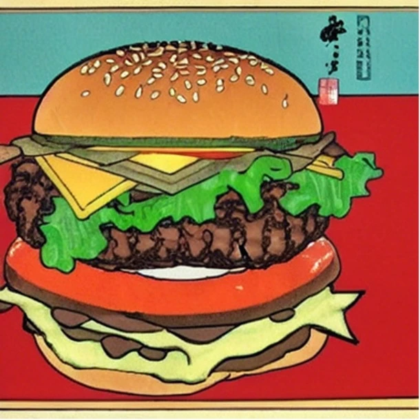 「ハンバーガー　浮世絵」で生成
