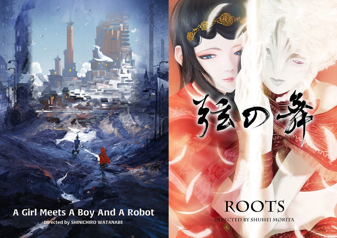 新潟国際アニメーション映画祭のオープニング作品に決定した渡辺信一郎監督の『A Girl meets A Boy and A Robot』と森田修平監督の『弦の舞』
