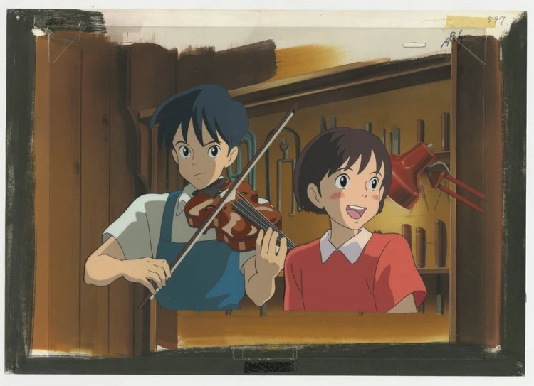 『耳をすませば』背景画およびセル画（1995年）／（C）1995 柊あおい／集英社・Studio Ghibli・NH