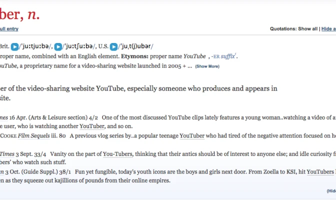 「オックスフォード英語辞典」に新語として「YouTuber」収録　広がる動画文化
