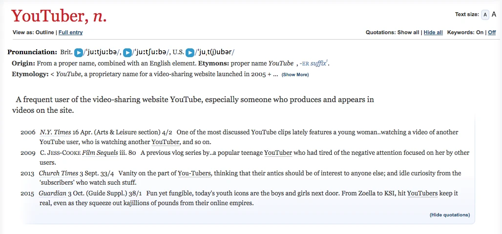 「オックスフォード英語辞典」に新語として「YouTuber」収録　広がる動画文化
