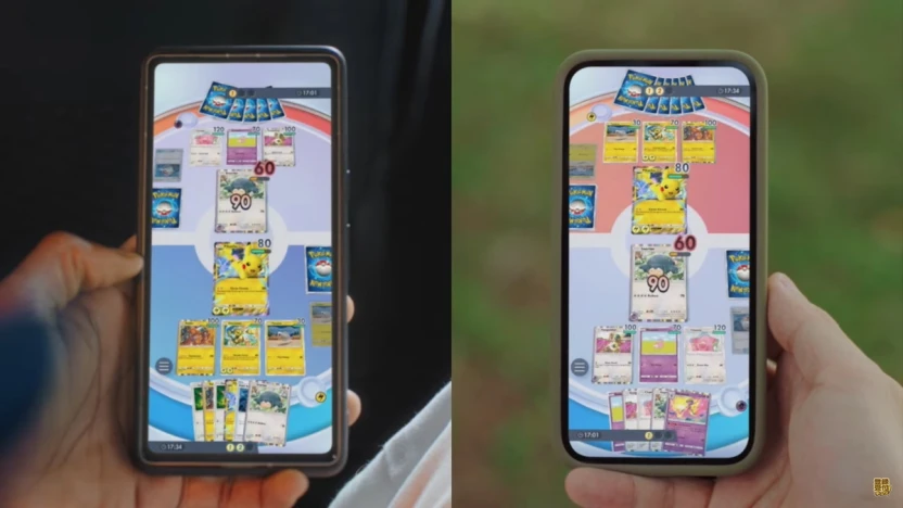 『Pokémon Trading Card Game Pocket』の対戦画面／画像はコンセプト映像から