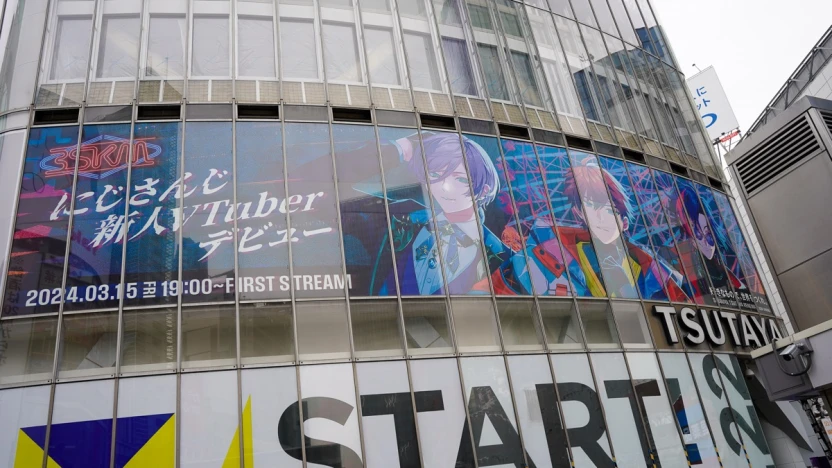 SHIBUYA TSUTAYAに掲出された、にじさんじ新人VTuberの広告