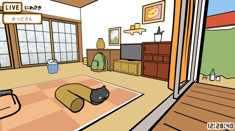 猫たちと近い目線の画角もあれば／画像は「ねこあつめ にわさきライブ」から