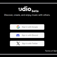 「Udio」ログイン画面／画像は公式サイトより