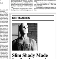 Detroit Free Pressに掲載されたSlim Shady（スリム・シェイディ）の死亡記事