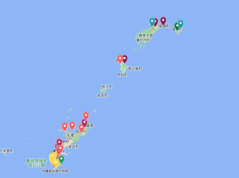 「ホロライブ聖地パーフェクトマップ」沖縄（一部）