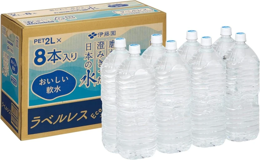 伊藤園 ラベルレス 磨かれて、澄みきった日本の水 2L×8本