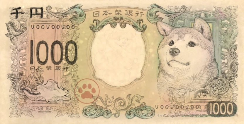 柴犬の紙幣（1000円札）