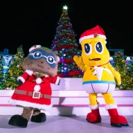 クリスマス衣装のぽんぽこさんとピーナッツくん