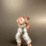 『ストリートファイターII』リュウのドット絵立体作品／画像はすべて<a href="https://x.com/hirofus" target="_blank">hirofusさん</a>からの提供