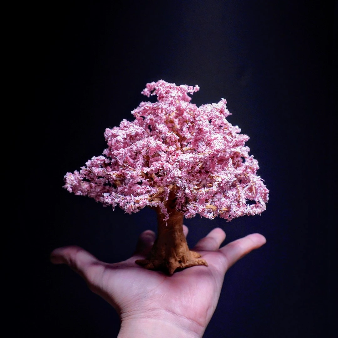 ダンボールアートの桜の木